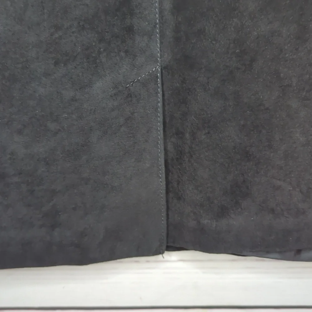 Vintage 80's Interim Black Suede Leather‎ Pencil Mini High Rise Skirt size 13